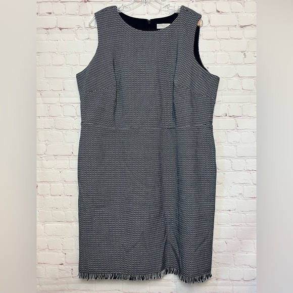 LOFT Sleeveless Blue Tweed Dress - Picture 2 of 13